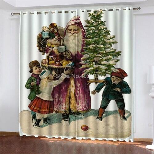Santa Claus Curtains Cute Christmas Snowman In The Snow Wood Background Curtains Window Drapes for Bedroom Living Room