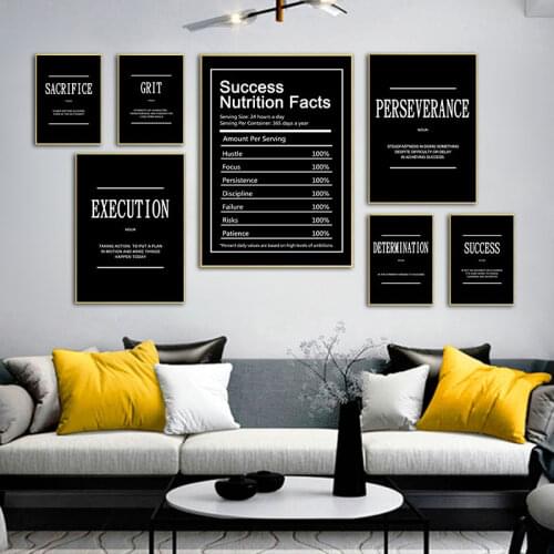 Modern Black Background Inspirational Word Canvas Painting Prints Wall Decorative Posters for Living Room Office Home Art Decor
