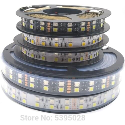 RGB LED Strip 5050 RGBw RGBww Double Row Waterproof 120LEDs/m 5M Black White PCB LED Light 20MM Width Pcb DC12V 24V IP30 IP67