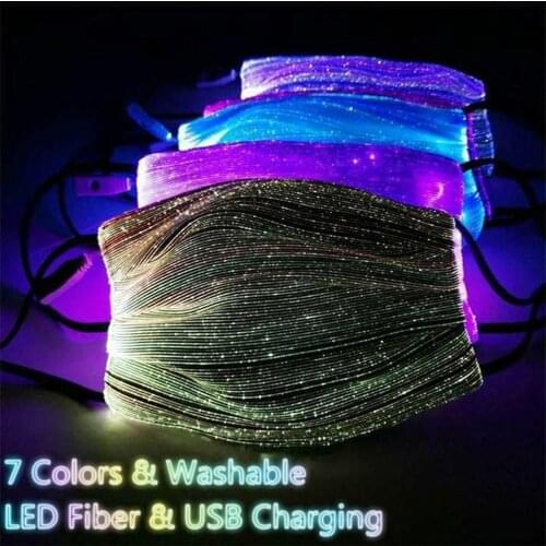 1Pc LED Face Masks Mouth Masks Party Face Cover Luminous Mask Glowing USB Charging with Filter Washable Adult masque Mascarillas
