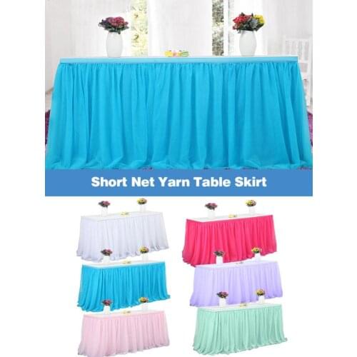 Short Net Yarn Table Skirt for Wedding Birthday Party Event Decoration 181*76CM