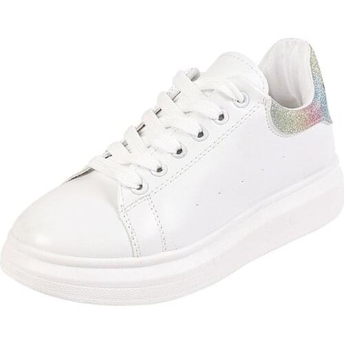 Ladies wedge platform sneakers lace-up breathable casual shoes white ladies sneakers