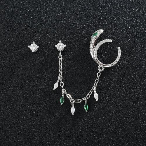 Hot Sale Exclusive Design Snake Earrings For Women Brilliant Crystal Zircon Chain Earring Party Jewelry Zk40