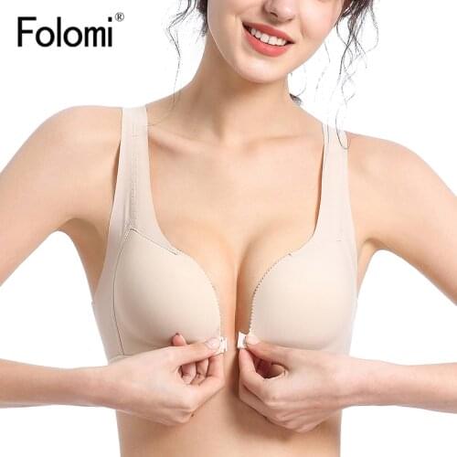 Folomi Sexy Front Closure Bra Plunge Wireless Bras for Women Seamless Vest Bralette Push Up Lingerie Femme