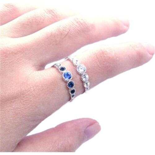 Support Dropship Size 6-10 Lady Girls Bling Crystal 925 Sterling Silver Ring Jewelry New Nice S925 Band Party Ring