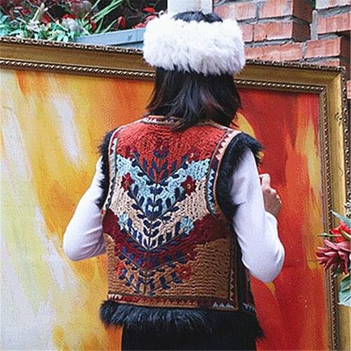 Makuluya Bohemian Chic Indie Modern New Women Short Folk Style Vest Female Retro Embroidered Wool Sleeveless Vintage Fashion