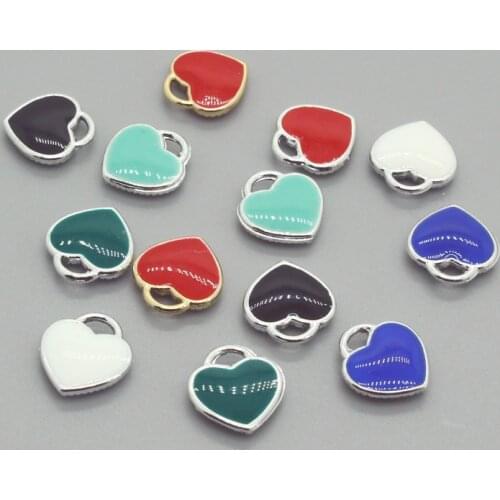 10pcs Mix Colors Enamel Love Heart Bracelet Earrings Charms Diy Small Hearts Pendant For Bangle Keychains Jewelry Accessory