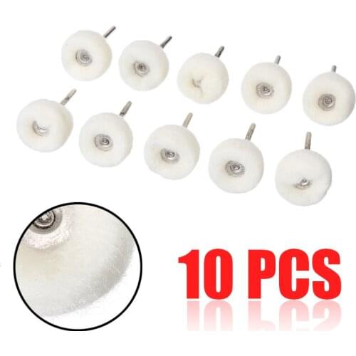 10pcs Wool Buffer Polisher 24mm Wool Polishing Wheel Rotary Felt Polishing Buffing Tool With Mandrel For Jewelry Metal Work