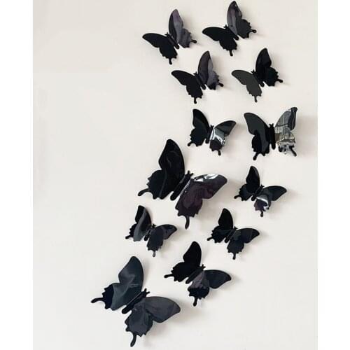 12pcs Cake Decorations 3D Creative Solid PVC Butterfly Happy Birthday for Wedding Baby Shower Birtdhay Decorations Christmas