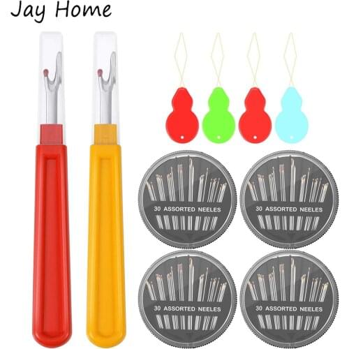 120Pcs Assorted Sizes Hand Sewing Needles with Needle Threader Seam Ripper for DIY Crafting Embroidery Needlework Sewing Tools