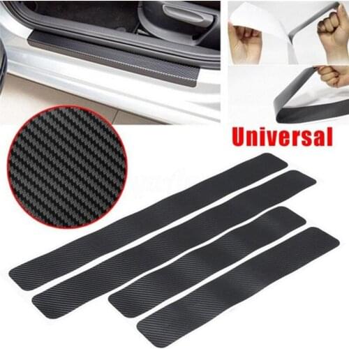 4Pcs/lot Car Door Sill Scuff Carbon Fiber Stickers Anti Scratch Pedal Protect Accessories Universal Car Stickers
