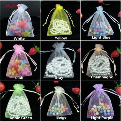 50pcs Drawstring Organza Pouches Jewelry Packaging Bags Wedding Party Gift Bag Jewelry Pouch Wedding Favors 5z