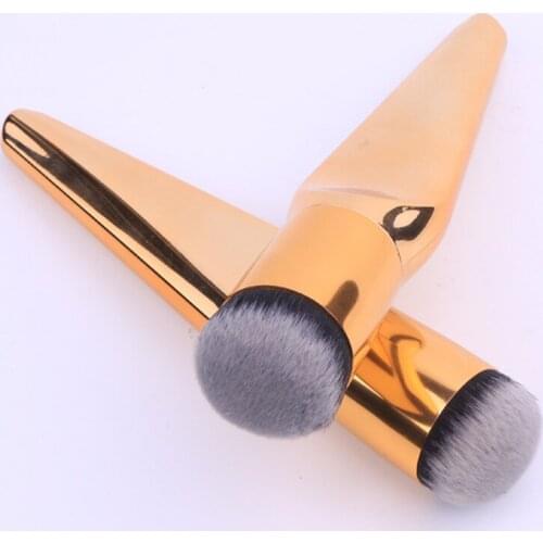 1PCS Big Fat Pier Foundation Brush Base Portable BB Cream Makeup Brush Gold Round Flat Hair Thick Tube Brush