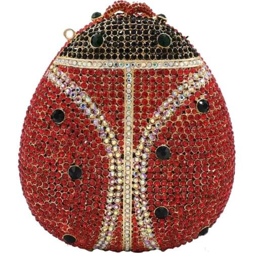 Boutique De FGG 3D Lady-Bird Women Crystal Evening Bags Hard Case Minaudiere Diamond Wedding Clutch Bridal Purses and Handbags