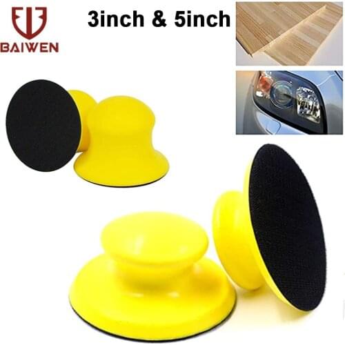 3inch & 5inch Sanding Disc Holder Sandpaper Backing Pad Hand Grinding Block PU Foam Abrasive Tool For Car Wood Polishing