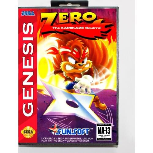 Zero the Kamikaze Squirrel Boxed Version 16bit MD Game Card For Sega MegaDrive Sega Genesis System