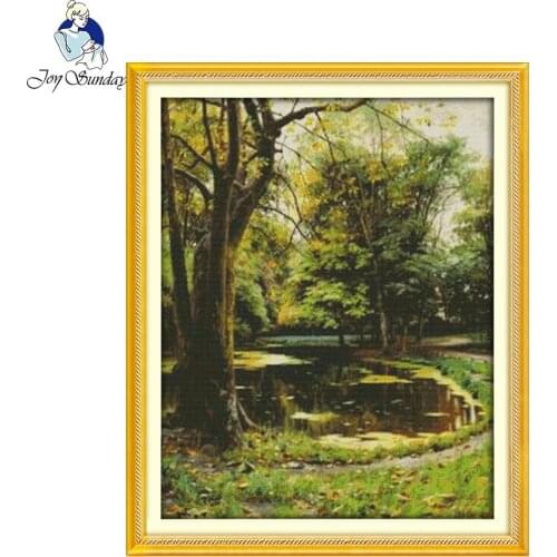 Joy Sunday scenic style The jungle stream stamped cross stitch samplers kits 14ct and 11ct wall painting for house decoration