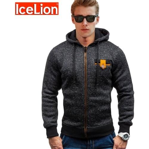 IceLion 2021 New Spring Fleece Hoodies Men Sweatshirts Zipper Cardigan Cotton Sportswear Fashion Solid Slim Fit Mens Tracksuit