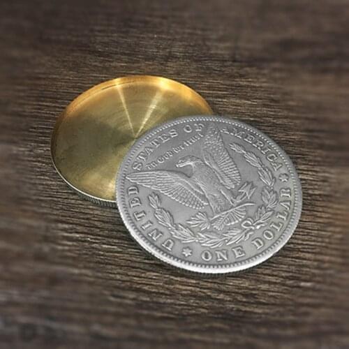 Morgan Dollar and Expanded Shell (Tail) Set Coin Magic Props Gimmick Close up Magic Tricks Accessories Illusions Magicians