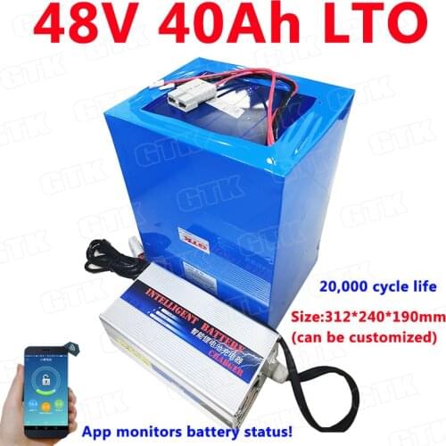 GTK smart LTO battery 48V 40Ah Lithium Titanate Battery Pack with APP monitoring function for forklift rickshaw +5A charger