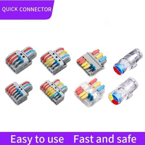 Mini Fast Butt Type Wire Cable Connectors 1 into 2 out Universal Quick Detachable compact Conductor Terminal block 0.08-4mm2