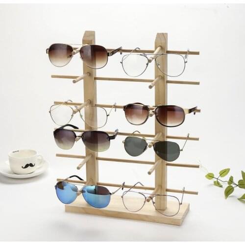Multi Layers Wood Sunglass Display Rack Shelf Eyeglasses Show Stand Jewelry Holder Portable for Multi Pairs Glasses Showcase