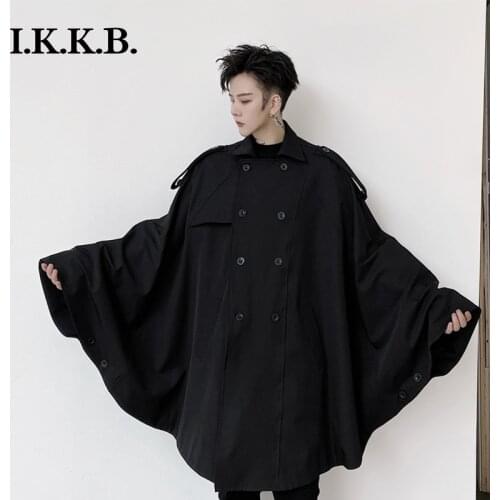 Japanese ins autumn fashion new Yamamoto dark solid double breasted mens and womens sleeved windbreaker jacket