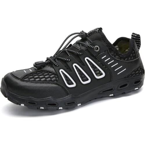 2021 Men Breathable Mesh Aqua Shoes Outdoor Trekking Upstream Fishing Water Beach Shoes Hiking Wading Water Sports Sneakers