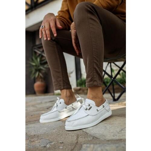 Knack Seasonal Linen Men 'S Shoes White (White Bottom) flexible Construction Casual Flat Outsole Lace-Up Faux Leather Original Showy 008