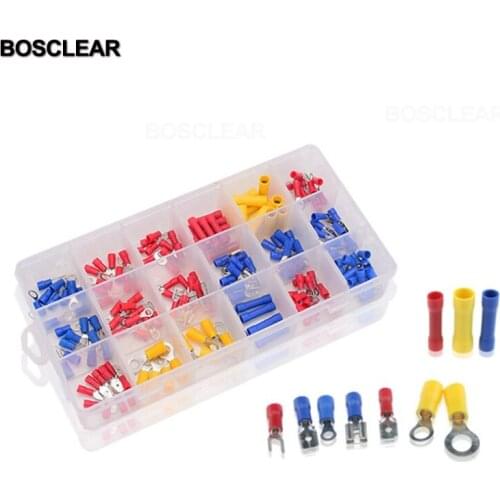 175/180/360PCS Assorted Insulated Electrical Wire Crimp Cable Connector Spade Butt Ring Fork Set Ring Lugs Rolled Terminals Kit