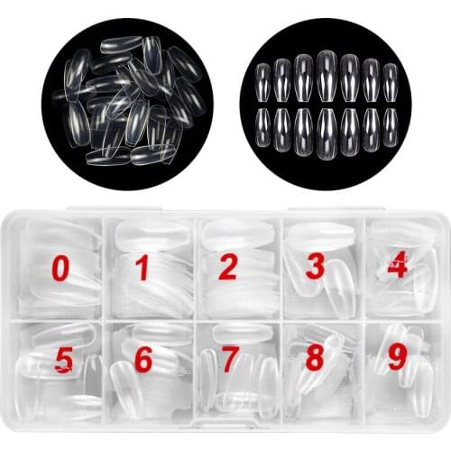 500pcs False Nails Fake Ballerina Salon DIY Flat Shape Professional 10 Size Nail Tips Tool Full Cover Art Manicure Long Coffin