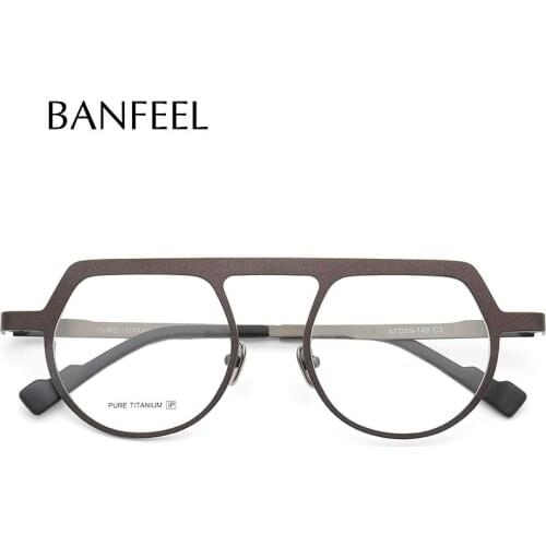 Pure Titanium eyglasses frames High-quality Retro Round Popular Eyewear full rim myopia hyperopia Prescription Reading Glasses