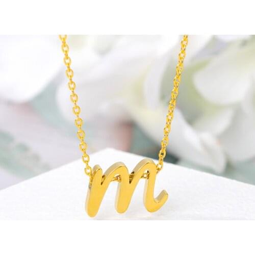 Stainless Steel Initial Letter Necklaces For Women Alphabet Choker Pendant Necklace Gold Chain Jewelry Gift Collier Bijoux
