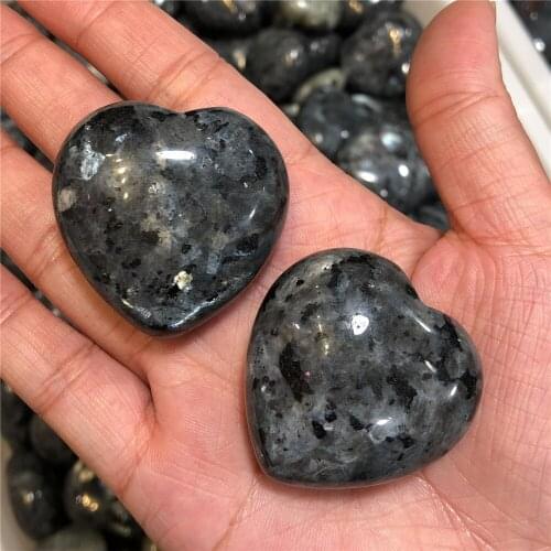Natural Larvikite Heart Crystal Carved Home Decoration Ornament Reiki Healing Stone Gemstone Gift