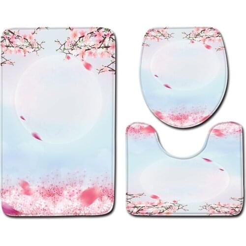 Love flower pattern Non-slip Bath Mats Sets Toilet Lid Cover mat Toilet Three-piece set Toilet Seat Mat bathroom products Mat
