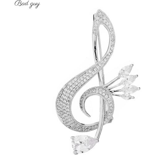 Sliver Note Zircon Brooch Pin for Womens crystal Brooch Jewelry Clothes Scarf Buckle Garment Accessories Fine Jewelry Gifts