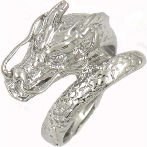 FANSSTEEL Stainless steel jewelry SPIRAL DRAGON CHINESE ZODIAC SIGN RING FSR00W07