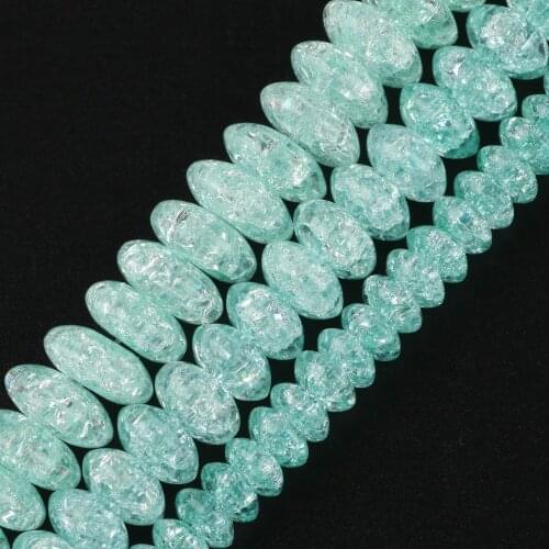 6/8/10mm Stylish Green Snow Cracked Crystal Beads Rondelle Loose Quartz Crystal Beads for Jewelry Making DIY Bracelet 15inch