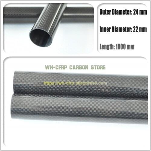 24mm ODx 22mm ID Carbon Fiber Tube 3k 1000MM Long (Roll Wrapped) carbon pipe , with 100% full carbon, Japan 3k improve material