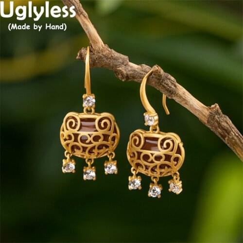 Uglyless Personalized Vines Vintage Jewelry Sets Women Jade Agate RUYI China Chic Earrings Pendants Necklace NO Chain 925 Silver