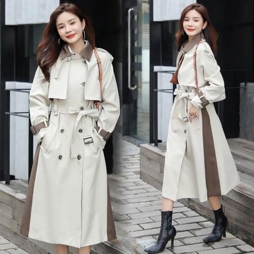 Classic Style korean design Loose oversized Trench Coat For Women Fashion Windbreaker st170