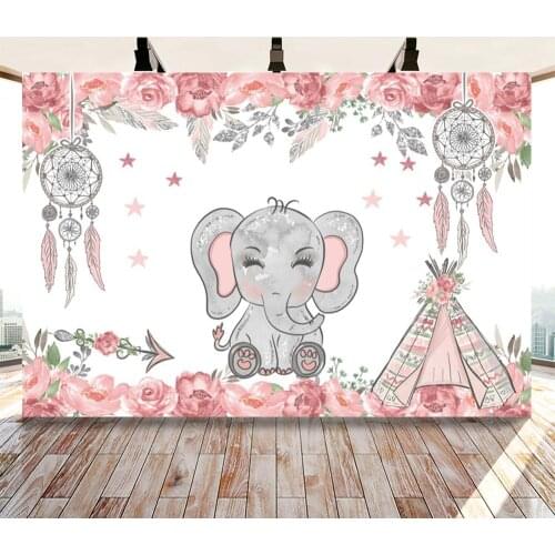 Yeele Baby Shower Party Photocall For Child Smile Elephant Tent Photography Backdrops Photographic Backgrounds For Photo Studio