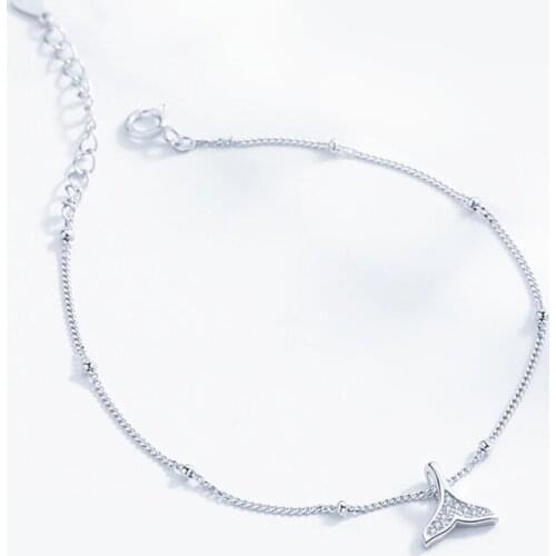 Mermaid Tail Simple Creative Fresh 925 Sterling Silver Temperament Female Trendy Resizable Bracelets SBR019