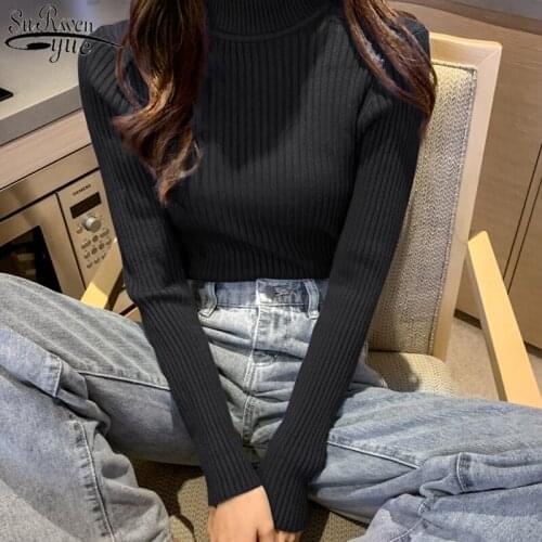 2021 Winter Clothes Women Solid Long Sleeve Sweater Korean Womens Half Turtleneck Thicken Wild Slim Pullover 8 Colors 10990