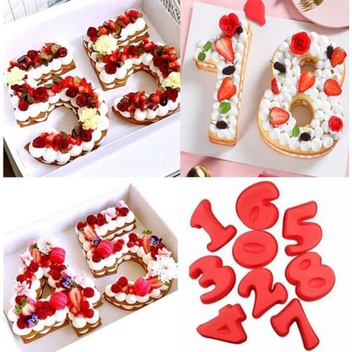 1Pcs Silicone Cake Mold 0-9 Number Digital Fondant Cake Mould Baking Pan for Birthday Festival Cake Decoration Tools New Arrival