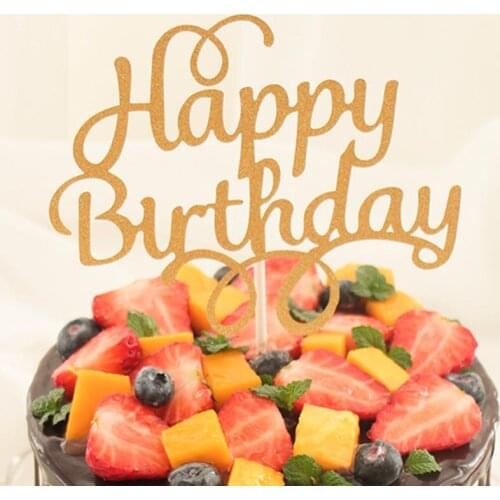 10pcs/lot Glitter Gold Silver Happy Birthday Cake Toppers Decoration Kids Birthday Decorating Picks Tool Party Supplies