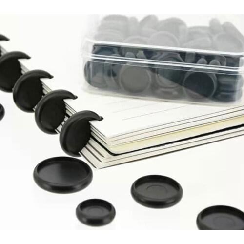 200Pcs 18/24/28/32/38 MM Plastic Black Binding Buckle Disc Ring Notebook Round Mushroom Hole Loose-Leaf Arc Coil Office Supplies