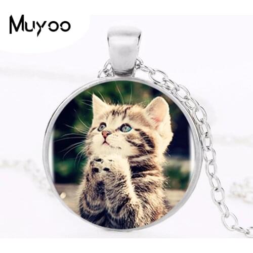 2017 Bestselling Cute Cat Logo Necklace Pendant Art Handmade Vintage Cabochon Round Accessories Necklace Women Jewelry HZ1