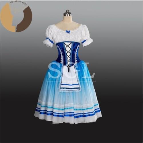 2017 New Arrival Giselle Skirt Lace Costumes Girls Cinderella Skirts Adult Romantic Tutu Velevt Blue Color 5 layers Tulle AT1243