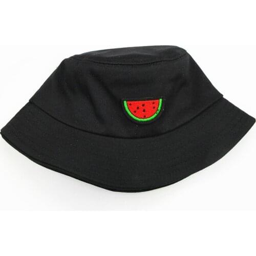 2021 Red Watermelon Embroidery Cotton Bucket Hat Fisherman Hat Outdoor Travel Sun Cap Hats for Men and Women 130